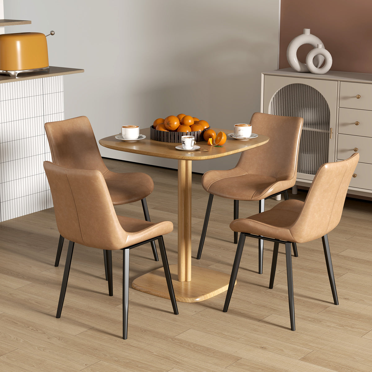 Dining table, 70 x 70 cm kitchen table for 4 people made of rubberwood for kitchen, dining room, natural (2)