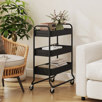 Kitchen trolley, 3 baskets, 4 castors, metal, black (8)