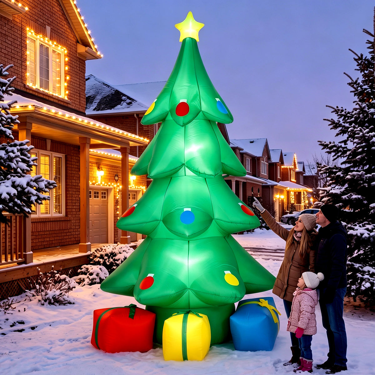 Inflatable Christmas tree 300 cm with RGB star LED light, gift boxes, XXL, IP44 waterproof for Christmas parties (2)