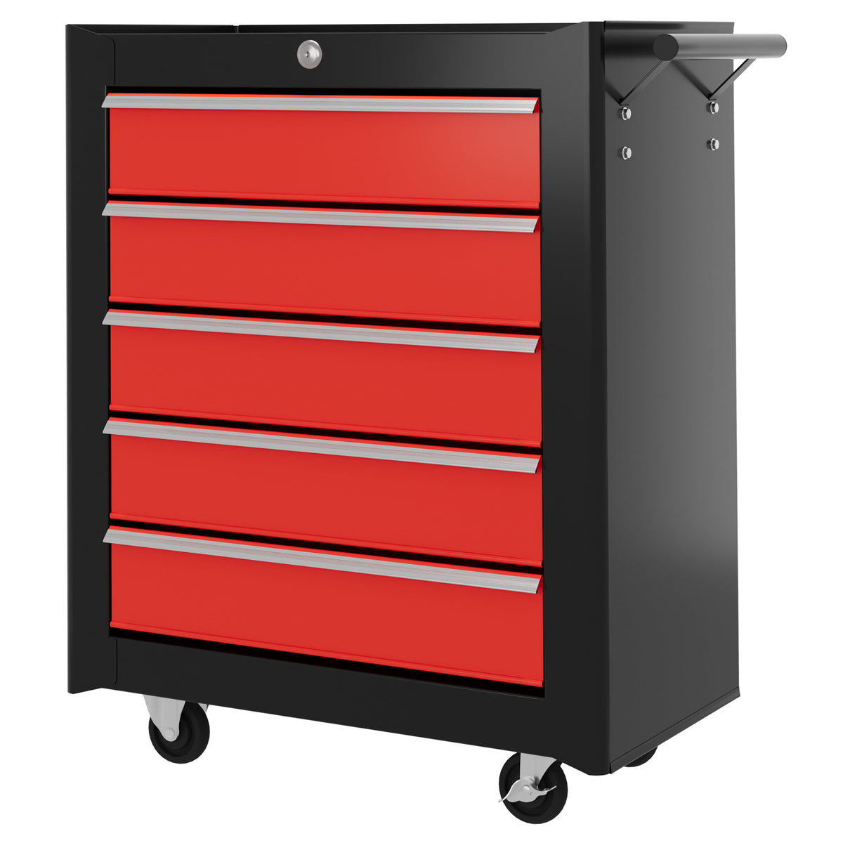 Tool chest, tool cabinet, mobile, 5 drawers, sheet steel, black+red