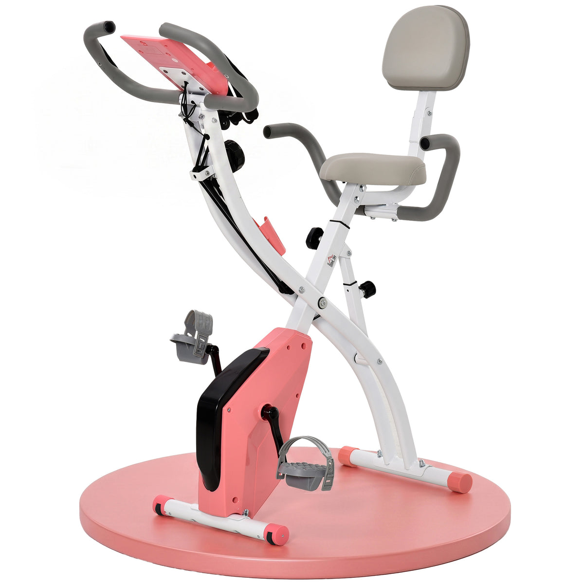 2-in-1 Exercise Bike with LCD Display, Heart Rate Monitor, Adjustable Seat, Wheels, Foldable Stationary Bike