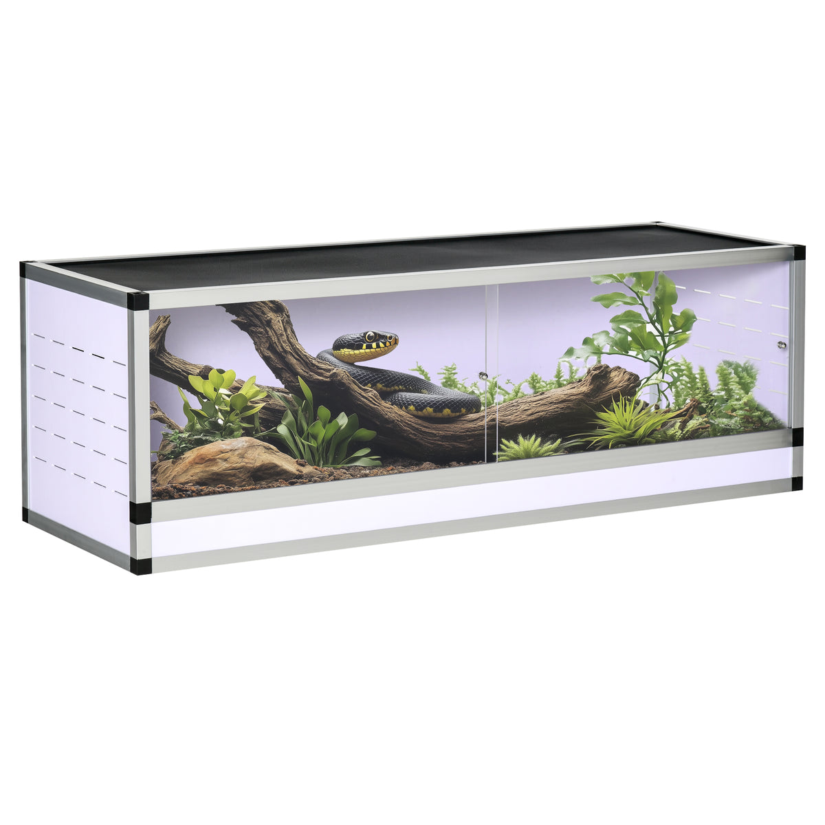 Aluminum terrarium for reptiles, amphibians, and arachnids, reptile breeding box, mesh terrarium