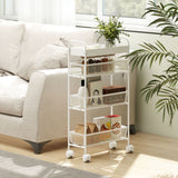 Metal kitchen trolley, 3 baskets, narrow design, 4 wheels, for kitchen, living room, bathroom, white (9)
