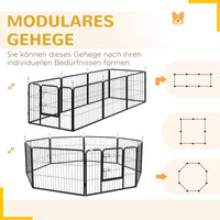Puppy playpen, puppy enclosure, pet enclosure, foldable, lockable door, weather-resistant, 8 panels, black (4)