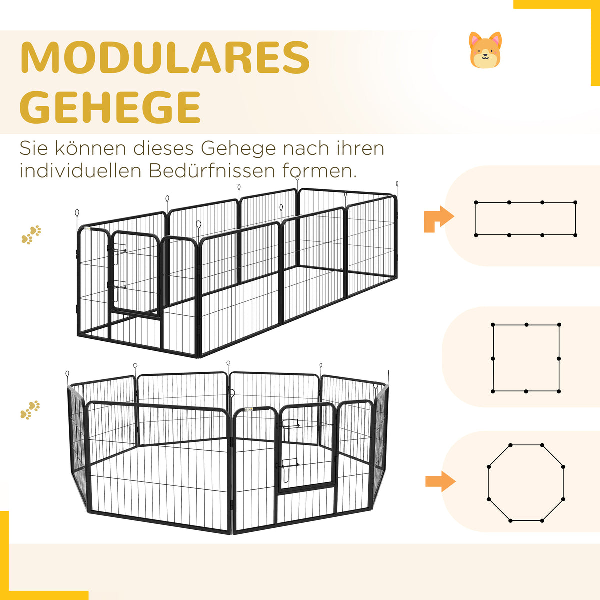 Puppy playpen, puppy enclosure, pet enclosure, foldable, lockable door, weather-resistant, 8 panels, black (4)