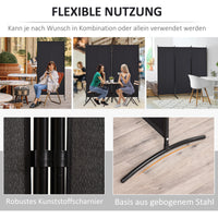 Room divider, 3-panel privacy screen, room separator with metal frame, black (6)