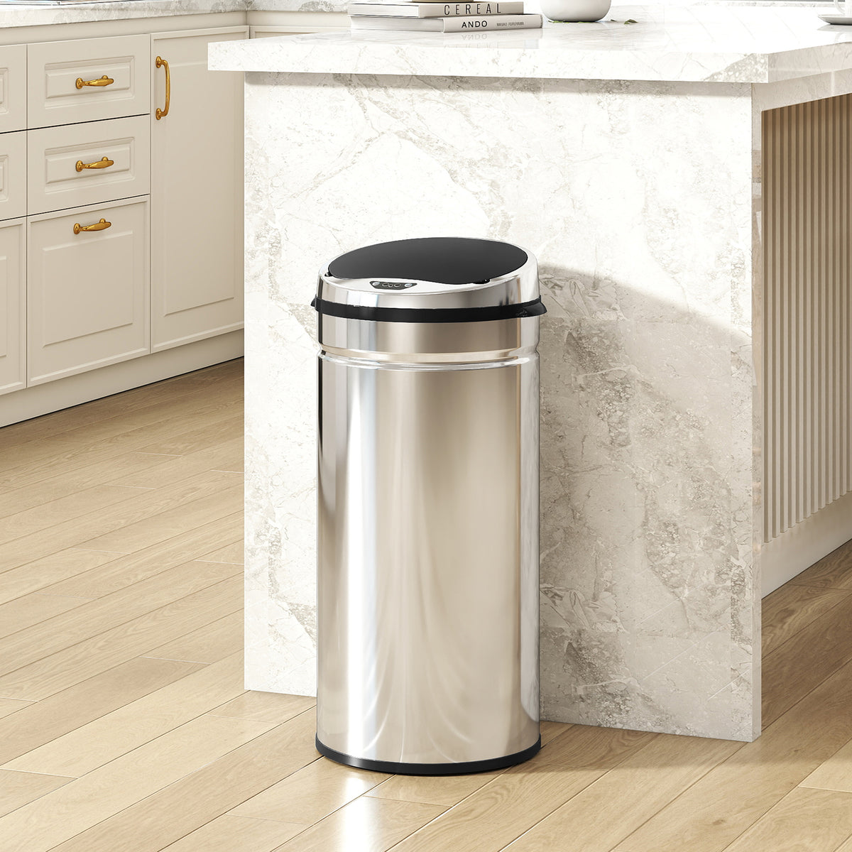 42L Sensor Trash Can, Automatic Waste Bin, Stainless Steel Kitchen Bin with Infrared Sensor, for Kitchen, Dining (2)