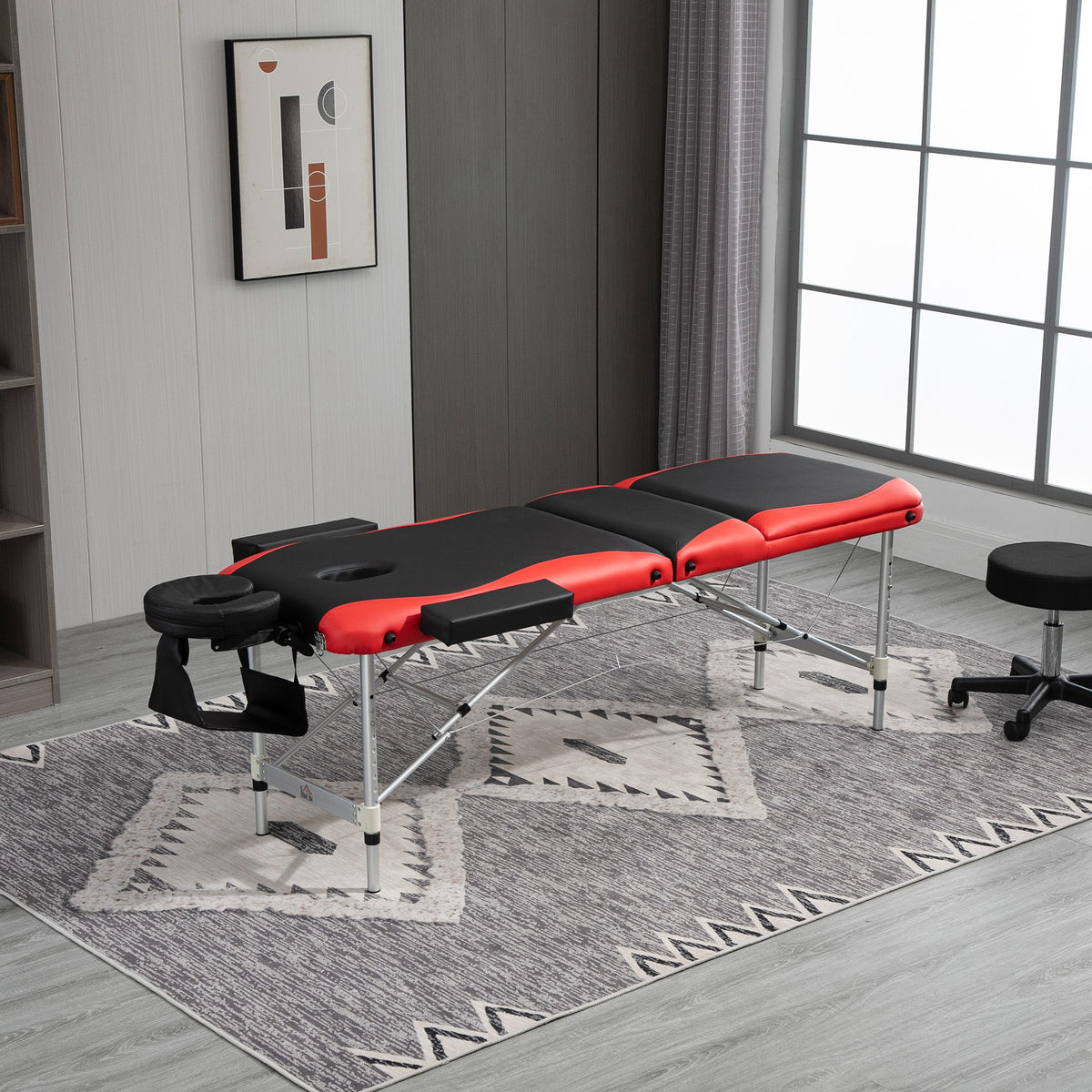 Portable massage table 3-zone foldable massage bed with headrest armrest carrying bag height-adjustable aluminum (2)