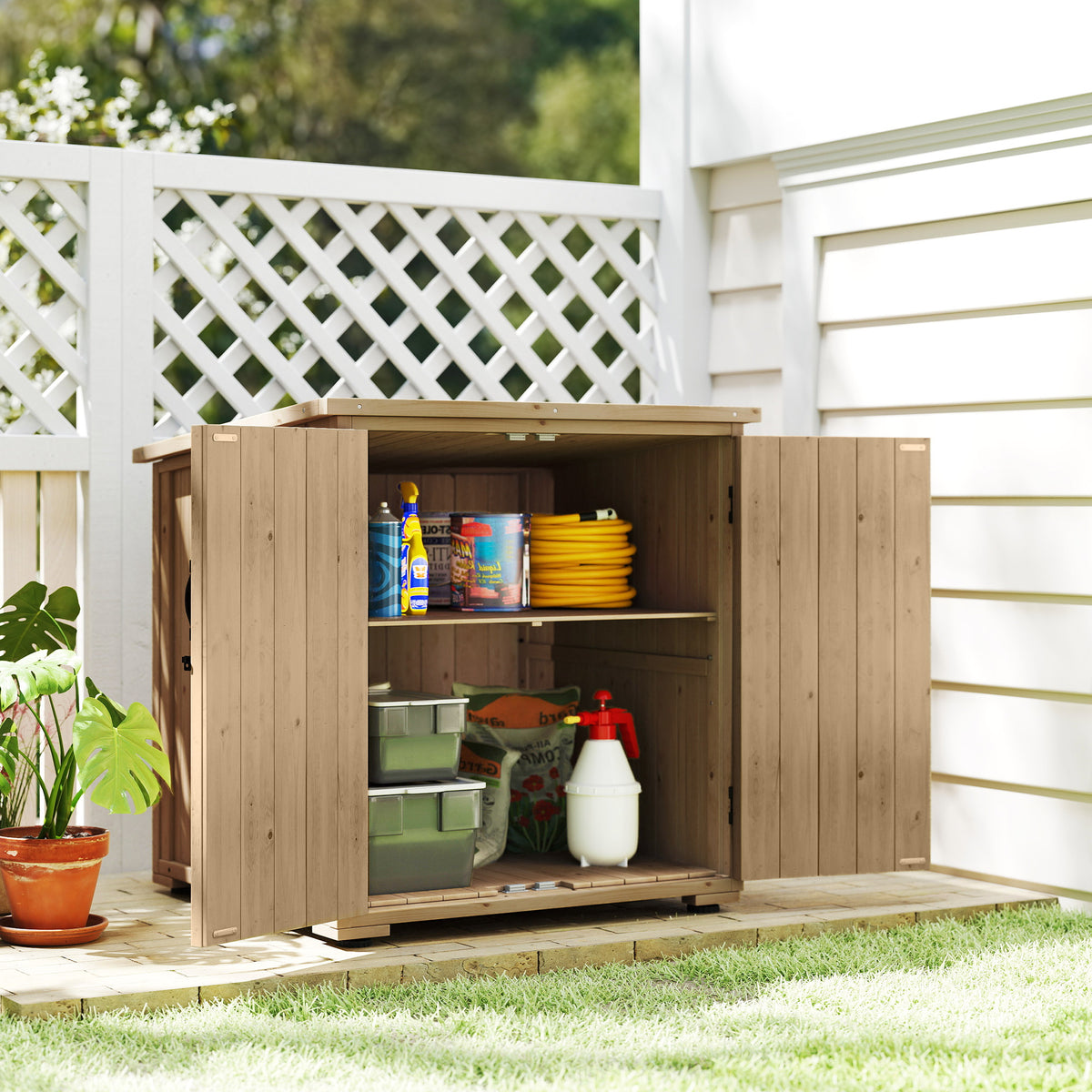Outdoor storage box, garden box, cushion box, weather-resistant, asphalt roof, 77.5 cm x 88 cm x 90 cm, dark (2)