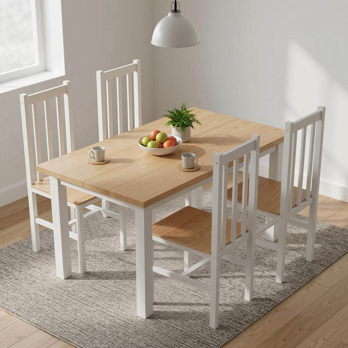 Set of 4 kitchen chairs dining chairs chairs, solid wood, modern design, 38.5 cm x 47.5 cm x 99 cm, natural (2)