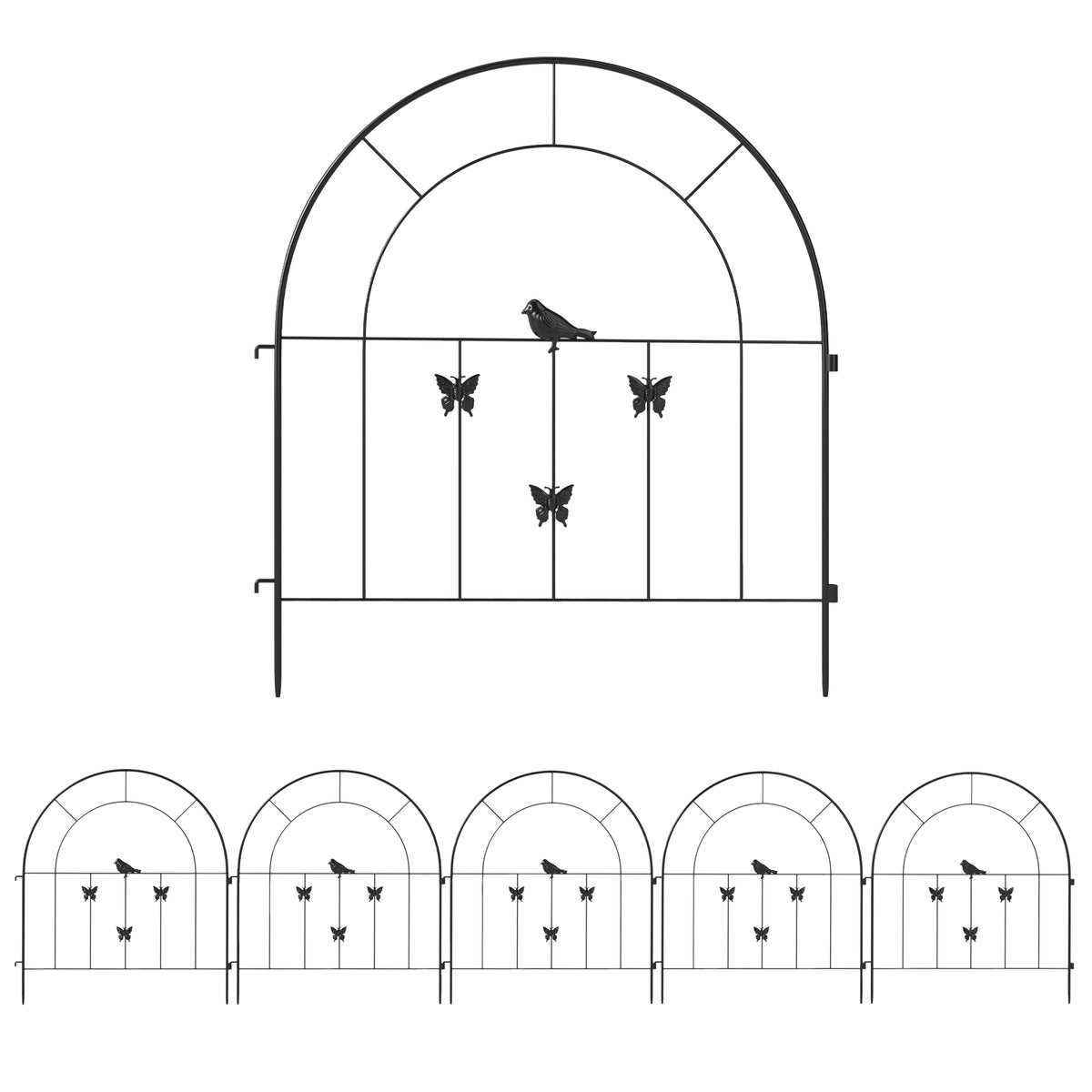 Garden fence steel fence 300 cm x 70 cm high decorative lattice fence set fence elements black