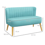 Retro design 2-seater sofa, wooden legs, 117 cm x 56.5 cm x 77 cm, green (3)