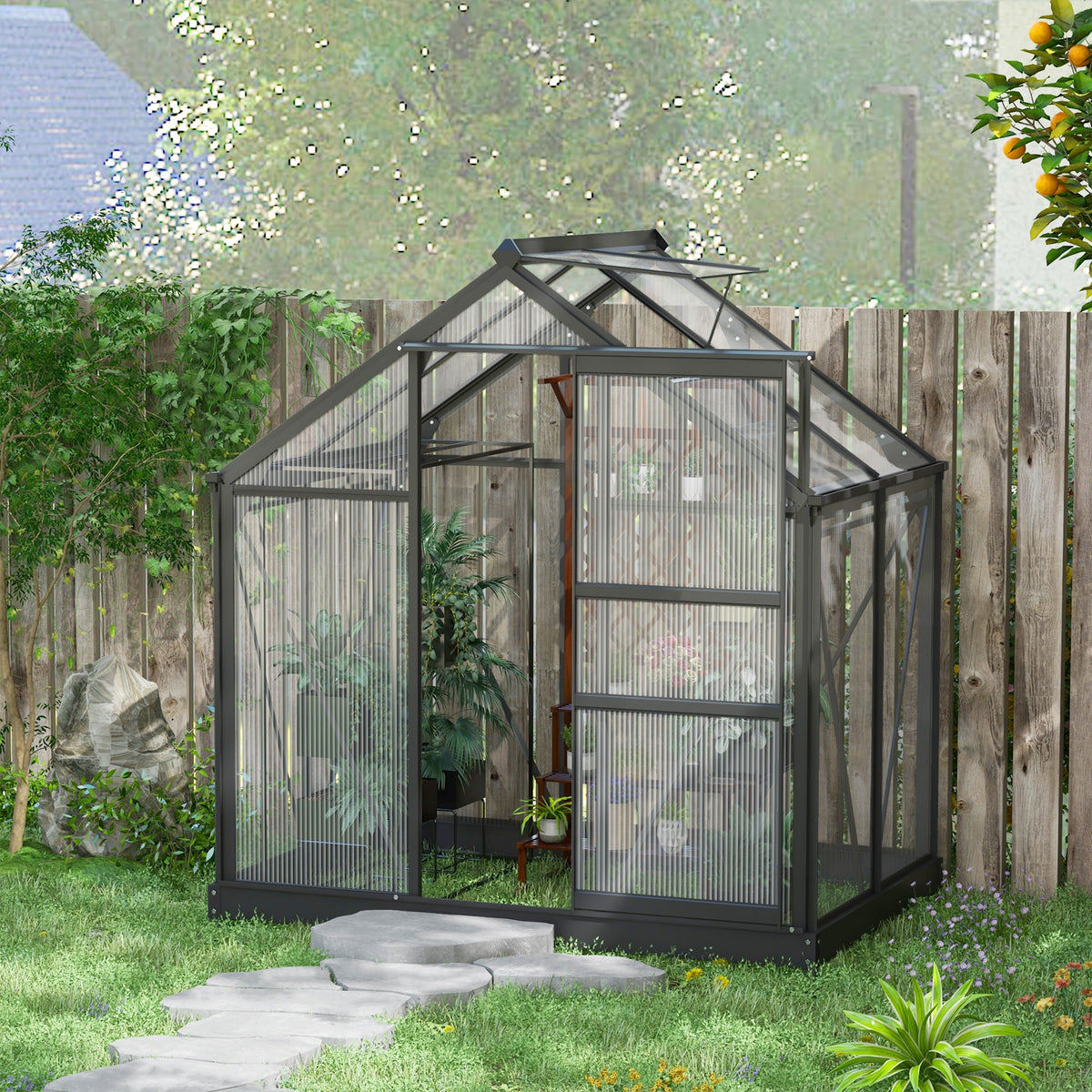 Greenhouse, hothouse, cold frame, roof window, walk-in, galvanized base, weather-resistant, 190 cm x 132 cm x (2)