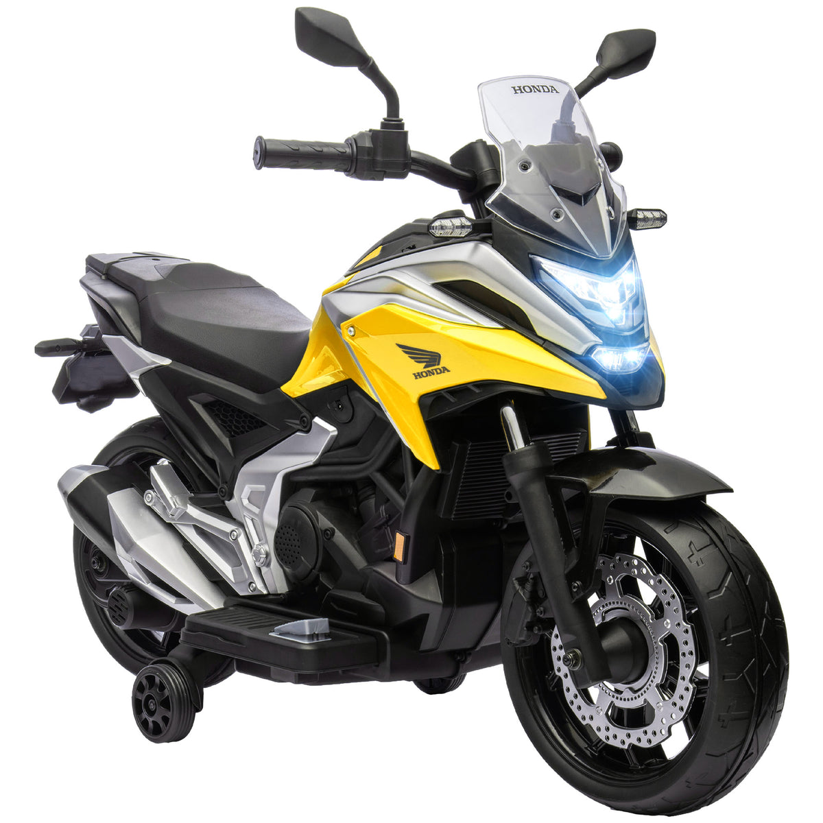 Electric children's motorcycle, Honda, 3 km/h, music & lights, 3-6 years, up to 30 kg, yellow