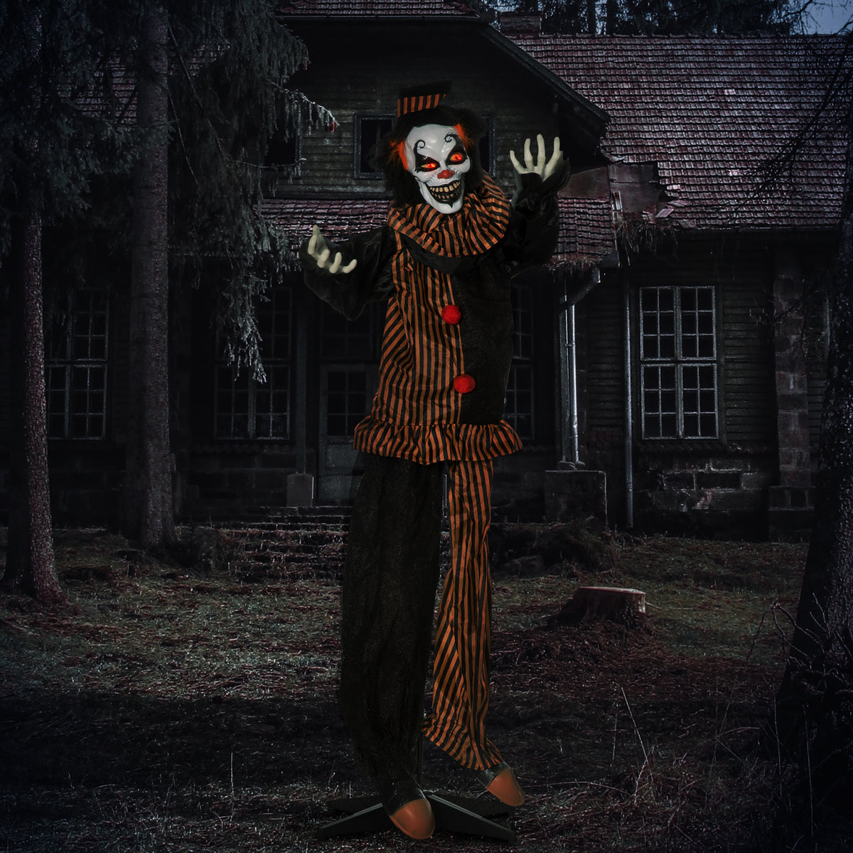 Halloween decoration horror clown with special effects and sound function 100 cm x 18 cm x 153 cm (2)