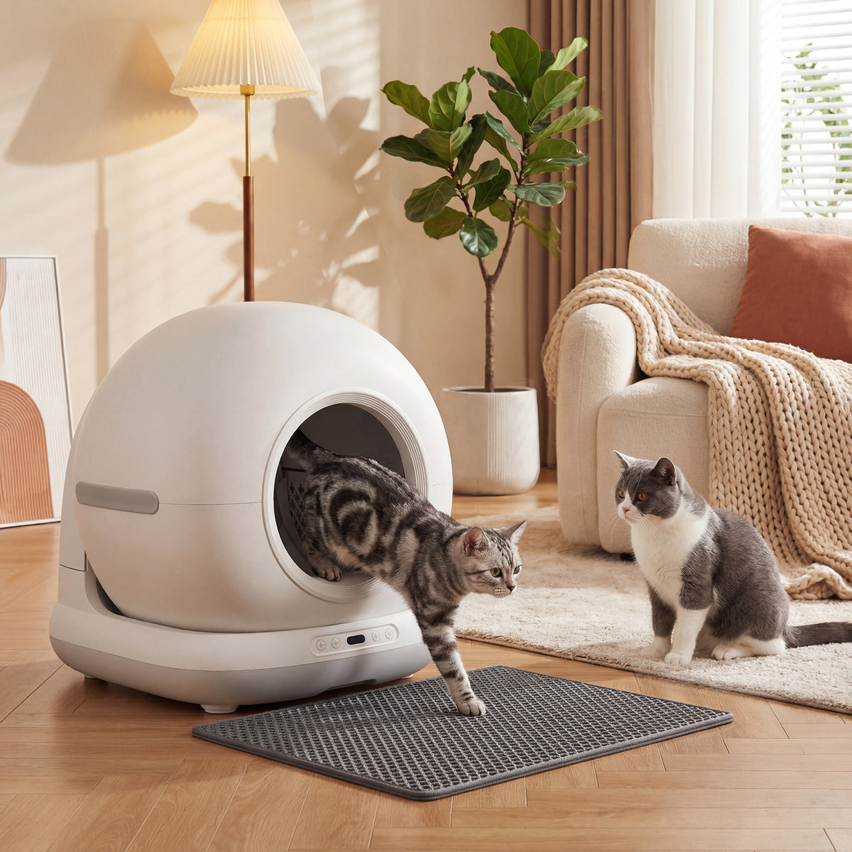 Self-cleaning litter box, XL 72L self-cleaning cat litter box with HD camera, app control, trash bags, for 1-12 (2)