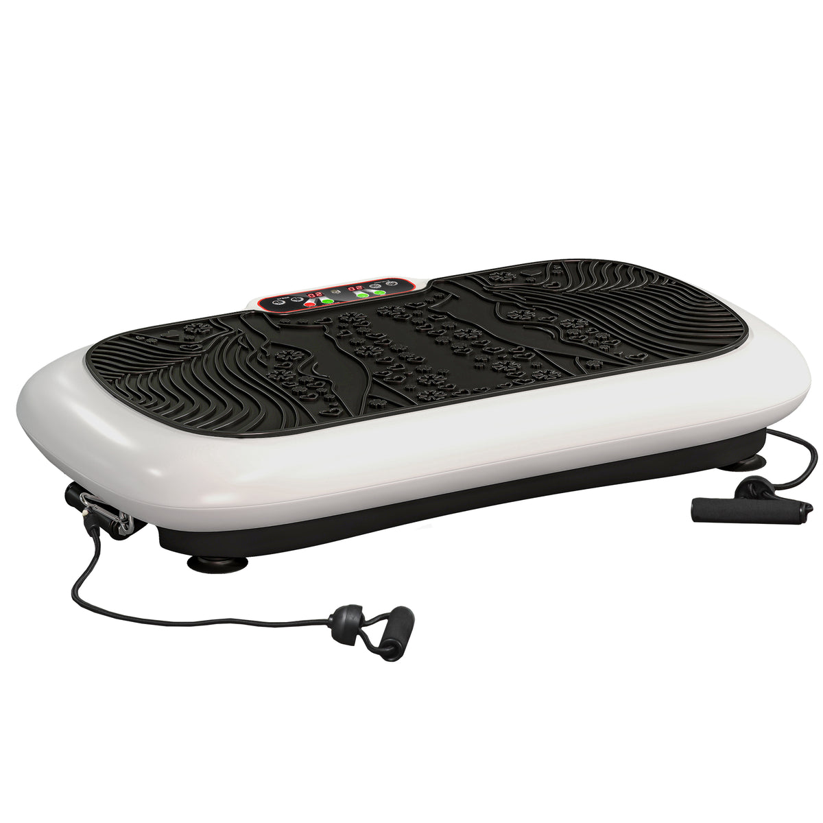 Vibration plate with 99 levels, 2 fitness bands 73 x 40 x 13cm White+Black