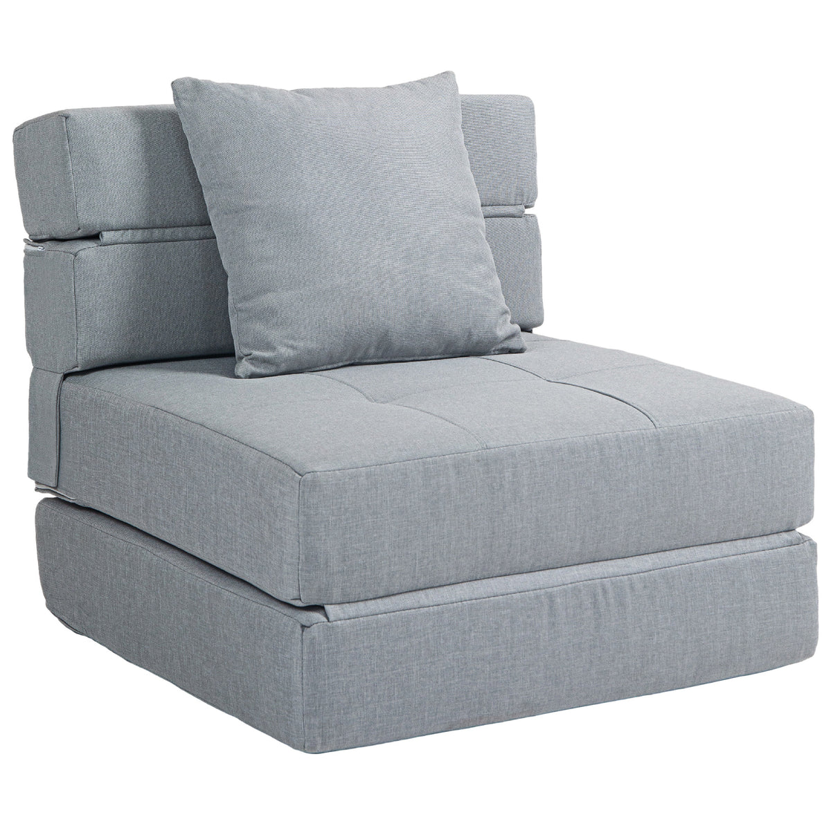 Relax armchair recliner armchair with bed function, incl. 1 cushion, 70 cm x 70 cm x 61 cm, light grey