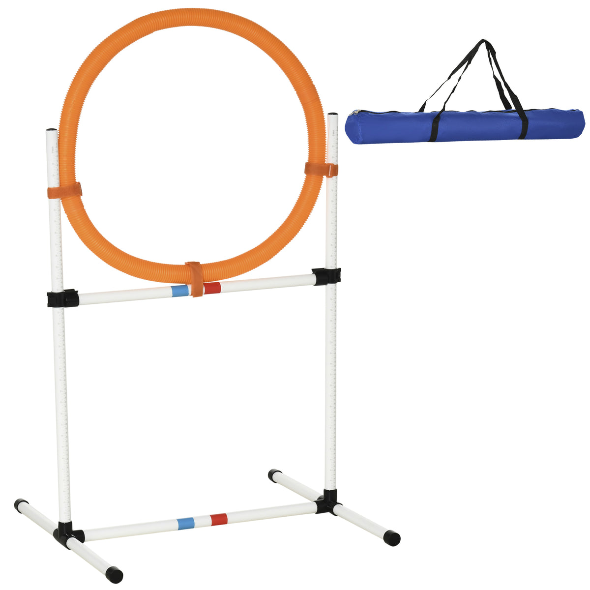 Agility Jump Ring for Dogs, Dog Agility Set, 2-in-1 Agility Ring Jump Bar with Carry Bag Plastic 74.5 x 66 x 91