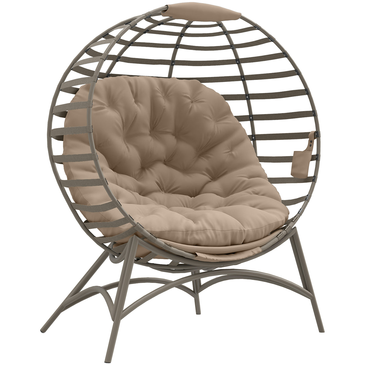 Papasan Chair Garden Chair 2 Wicker Chair with Cushion Oval Lounge Chair Wicker Foldable Balcony Terrace