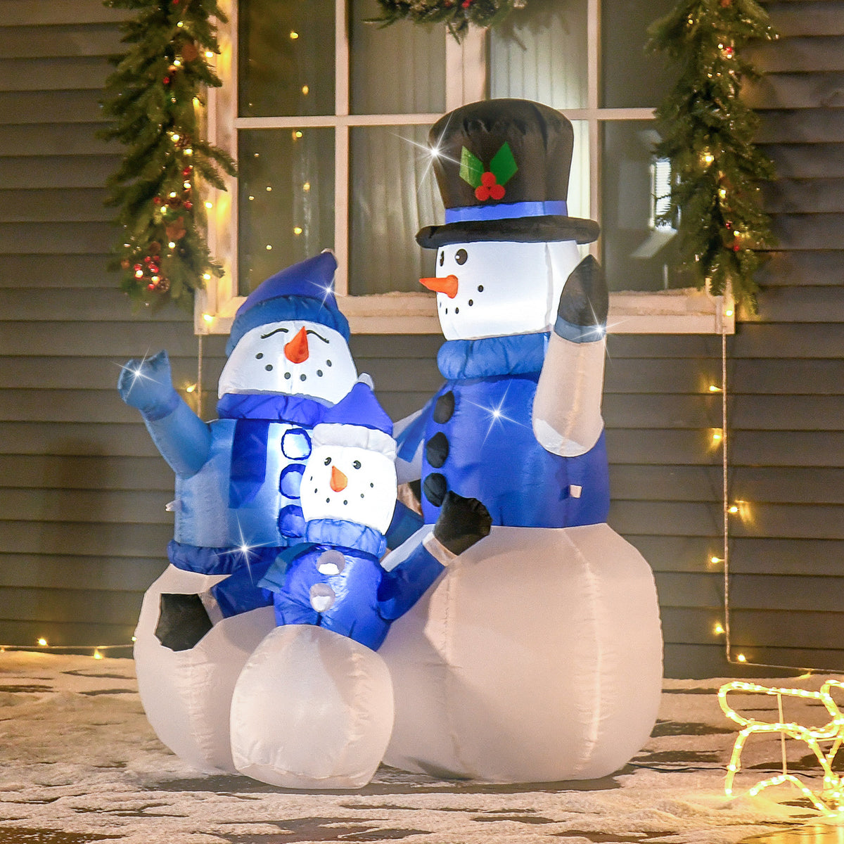 Snowmen snowman Christmas decoration, LED lights, 1.8 m, incl. blower, self-inflating (2)