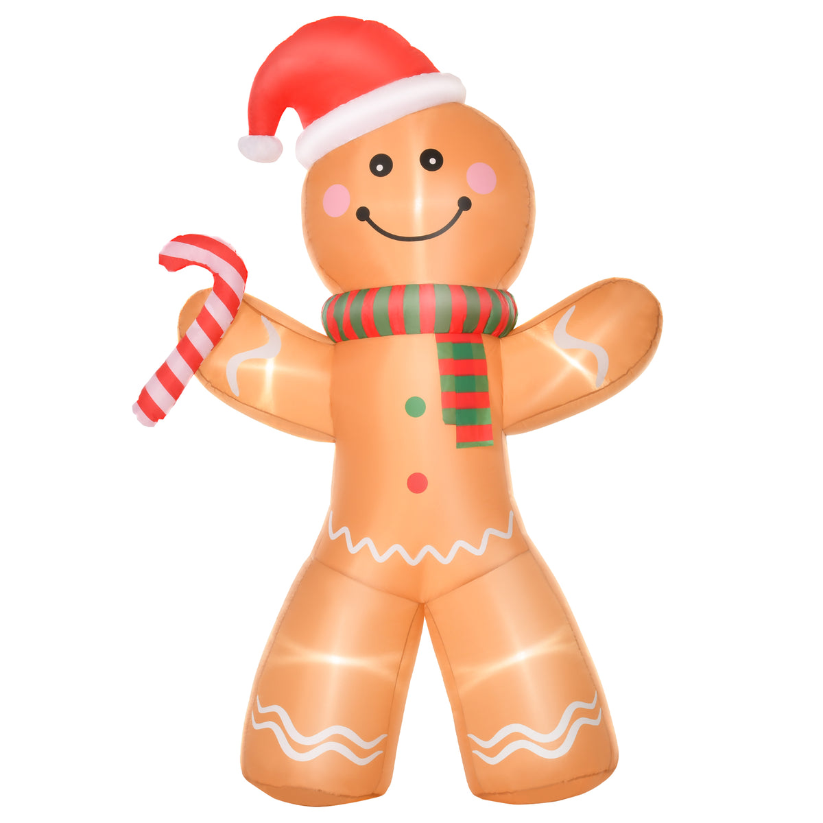 Self-inflating gingerbread man, incl. blower, 2.4 m Christmas decoration with LED lights