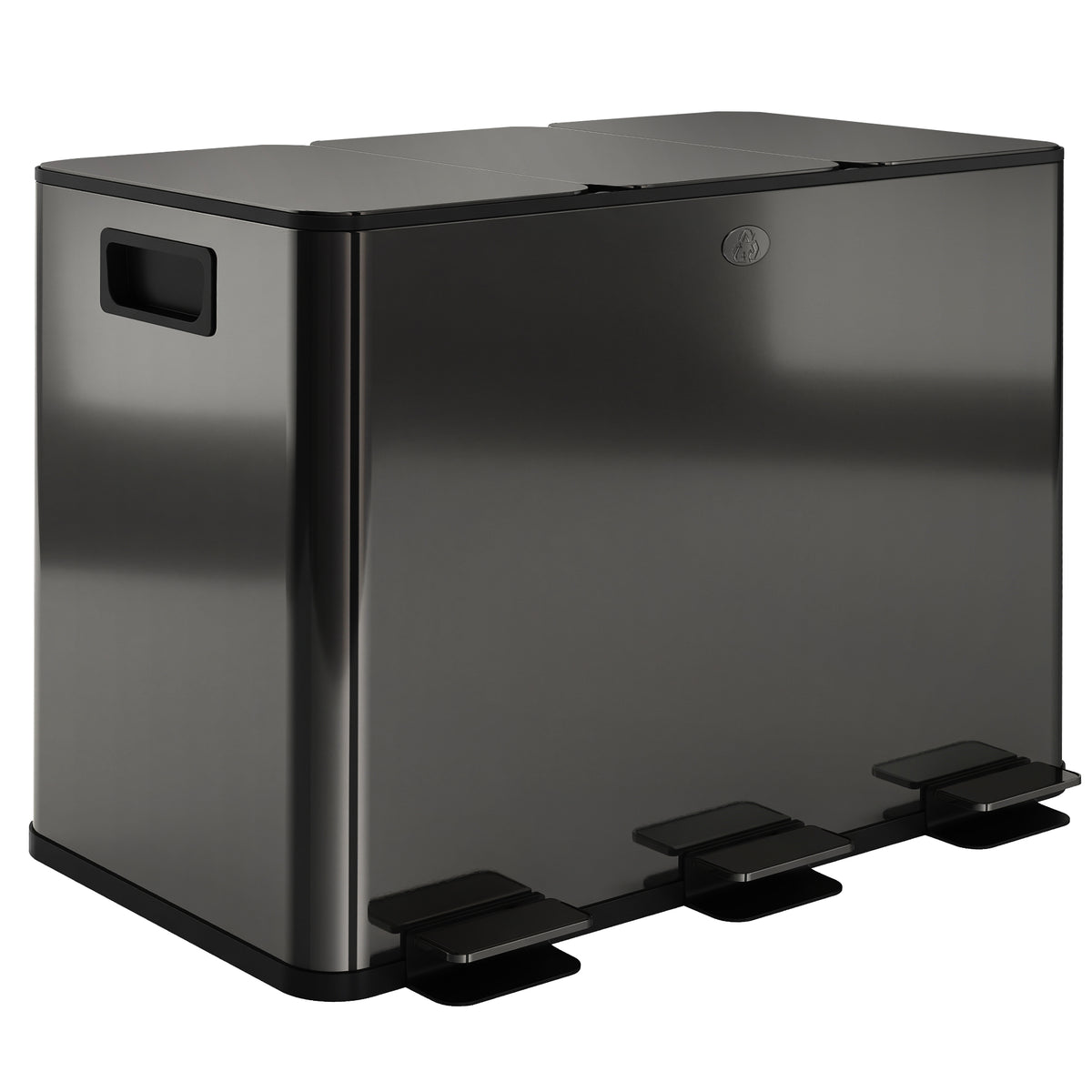 Trash can with 3 x 20 L compartments, deodorizing lid, fingerprint-proof, soft-close, removable, black
