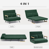 Sofa bed, 2-seater sofa, velvet sofa, sleeping function, incl. 2 cushions, velvet look, nature + green (4)