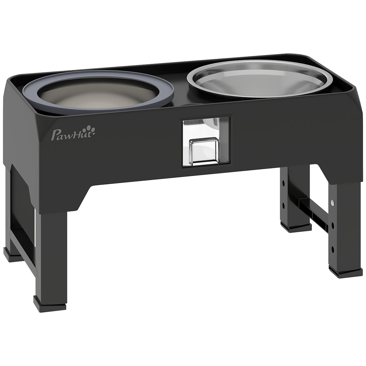 Raised Dog Bowl Height-Adjustable Feeding Station with Water Bowl and 2 Stainless Steel Bowls for Small to Large