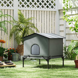 Foldable cat house, cat hut with cushion, elevated water-resistant cat cave 62 x 58.5 x 60 cm, grey (10)