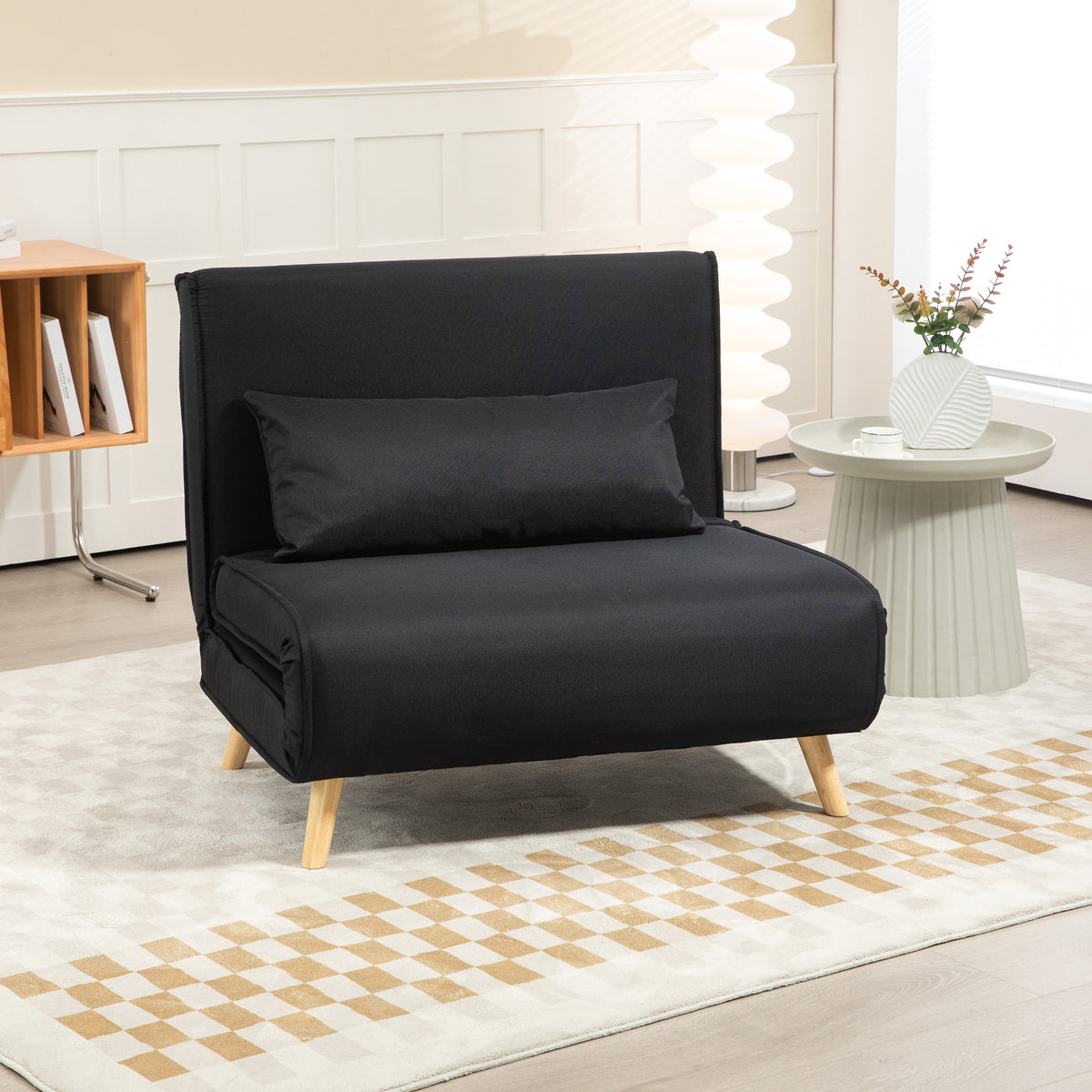 Recliner chair with bed function, for 1 person, modern design, up to 120 kg, 94x78x80cm, black (2)