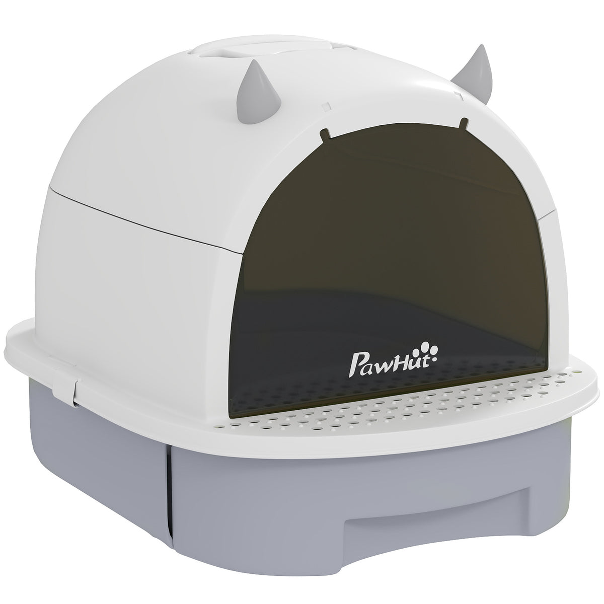 Covered litter box, cat toilet with scoop, pull-out tray, and entry pedal for cats up to 5 kg, 40.5x52x39 cm