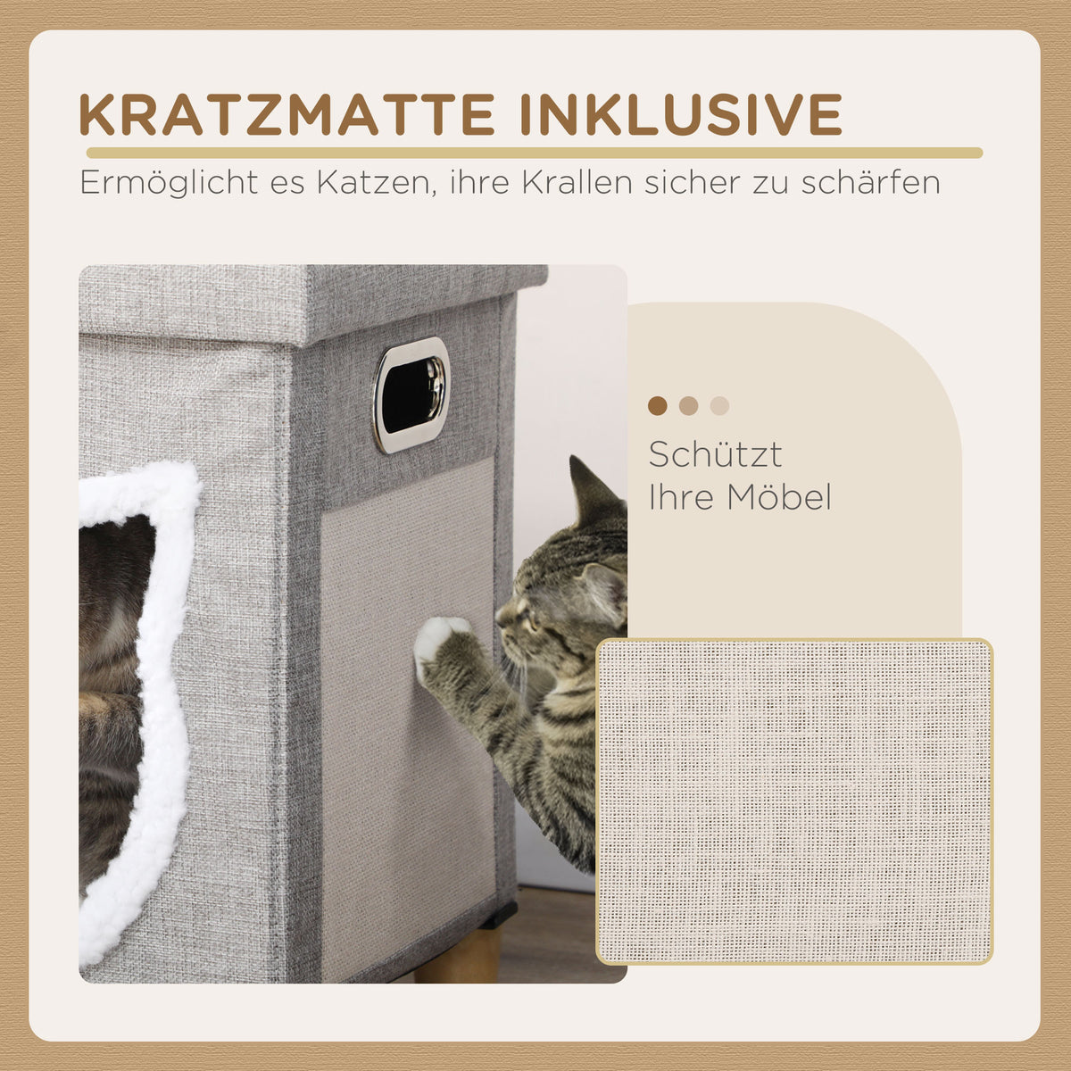 Cat cave, cat house, incl. play ball, washable cushion, 35.5 cm x 35.5 cm x 42.5 cm (5)