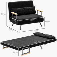 Sofa bed, 2-seater sofa, velvet sofa, sleep function, incl. 2 cushions, velvet look, black (3)