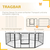 Puppy playpen, puppy enclosure, pet enclosure, foldable, lockable door, weather-resistant, 8 panels, black (5)
