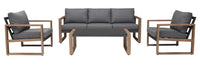 Gartenmöbelset DUISBURG Sofa Sessel Tisch ANTHRAZIT / BRAUN