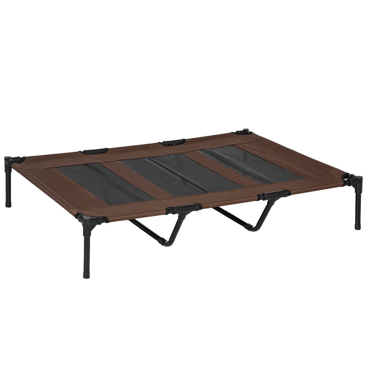 Dog bed, foldable, outdoor dog bed, elevated, 122 cm x 92 cm x 23 cm, coffee brown + black