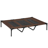 Dog bed, foldable, outdoor dog bed, elevated, 122 cm x 92 cm x 23 cm, coffee brown + black