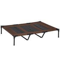 Dog bed, foldable, outdoor dog bed, elevated, 122 cm x 92 cm x 23 cm, coffee brown + black