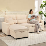 Adjustable sofa bed, L-shaped guest sofa with sleeper function, storage space, cushions, for living room, guest (2)