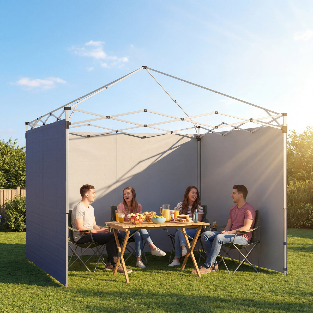 3-piece set of side panels with zipper for 3 x 3 m gazebo, dark blue (2)