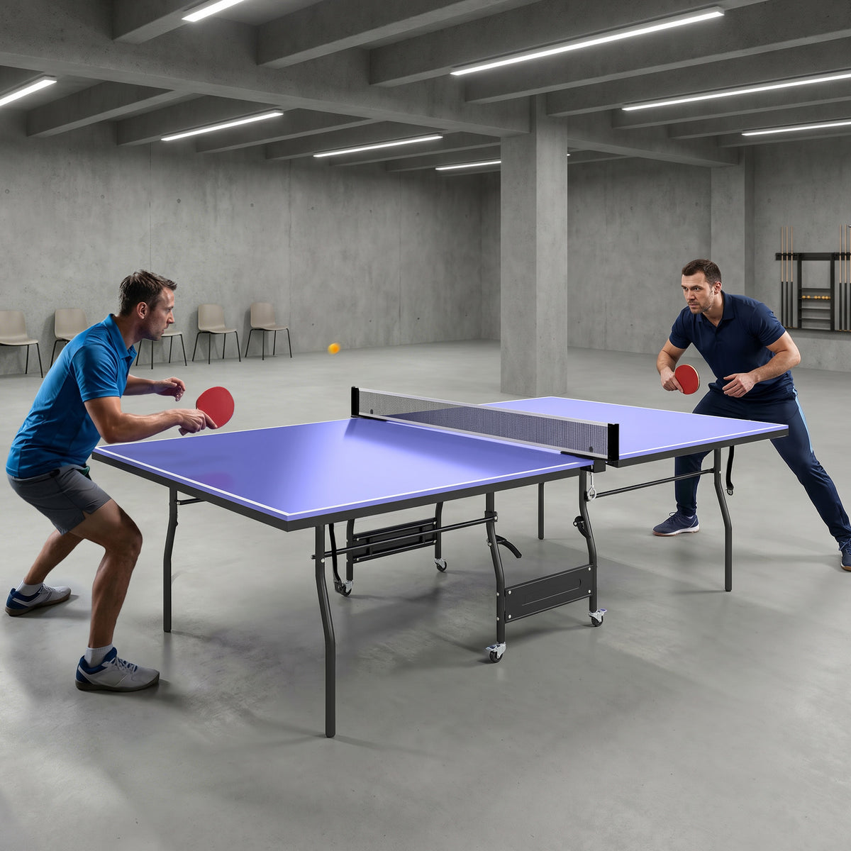 Foldable standard table tennis table including table tennis net and 3 balls, 12mm tabletop (2)