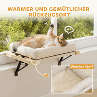 Cat house with mount for windowsills and radiators, cushion, wooden frame, white (7)