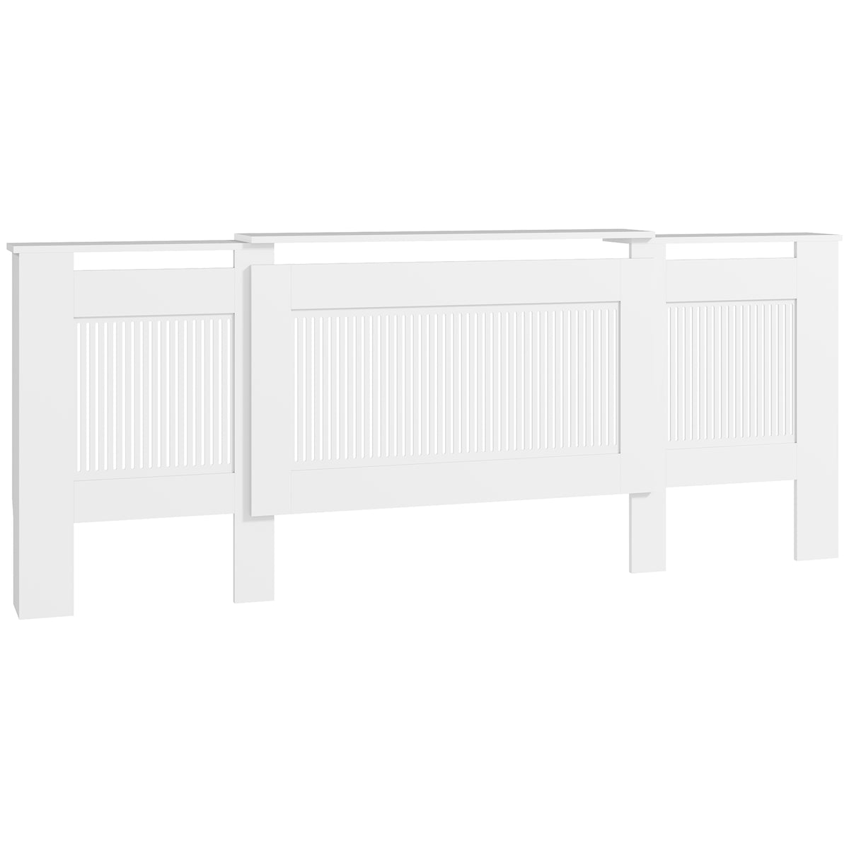 Radiator cover, slatted design, adjustable length 125-201 cm, MDF, white