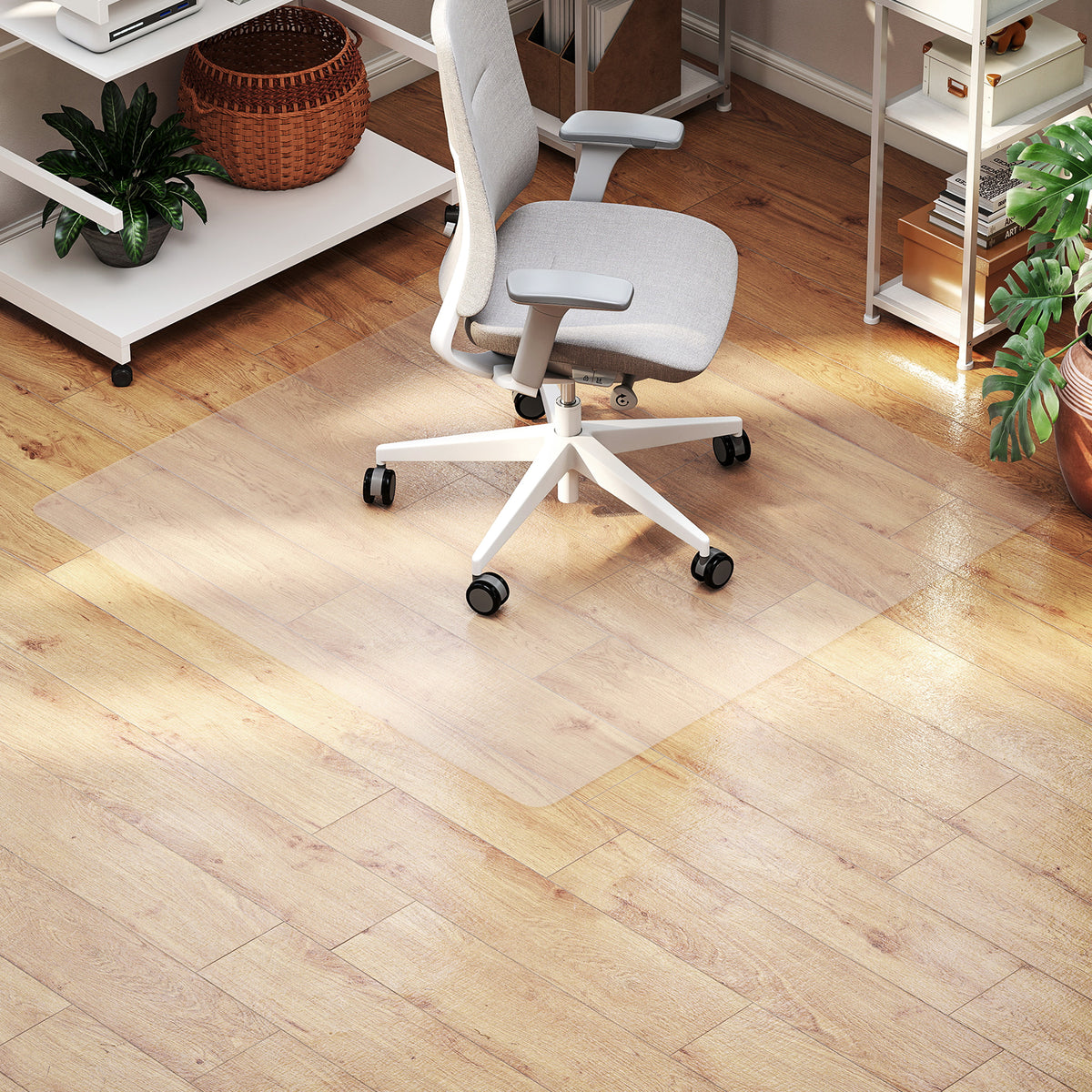 Floor protection mat, non-slip, 1.5mm thick, 120x120cm, transparent