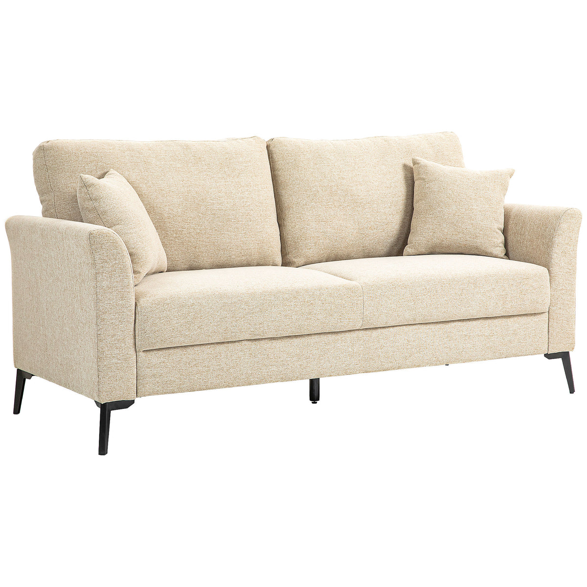 2-seater sofa with linen look, thick padding, up to 360 kg, 179 x 80 x 89 cm, beige