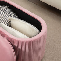 Bench, storage bench, upholstered bench, ottoman, retro design, velvet look, 81 cm x 40 cm x 41 cm, old rose (8)