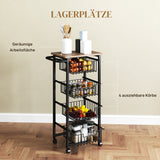 4-tier kitchen trolley on wheels, rolling serving cart, kitchen trolley with 4 steel baskets, serving cart (4)