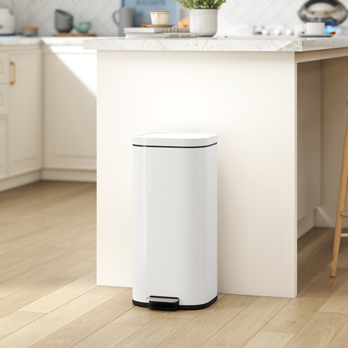 30L Kitchen Trash Can Pedal Bin with Lid, Soft-Close and Stay-Open Function for Kitchen, Home (2)