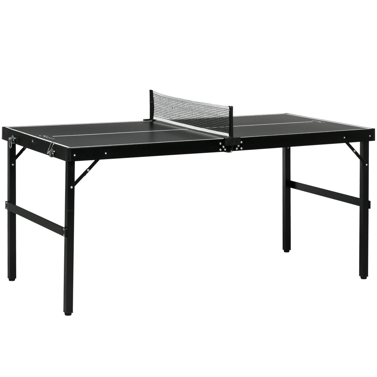 Table tennis set, foldable, lock and handle, aluminum frame, 152x76x72 cm, black